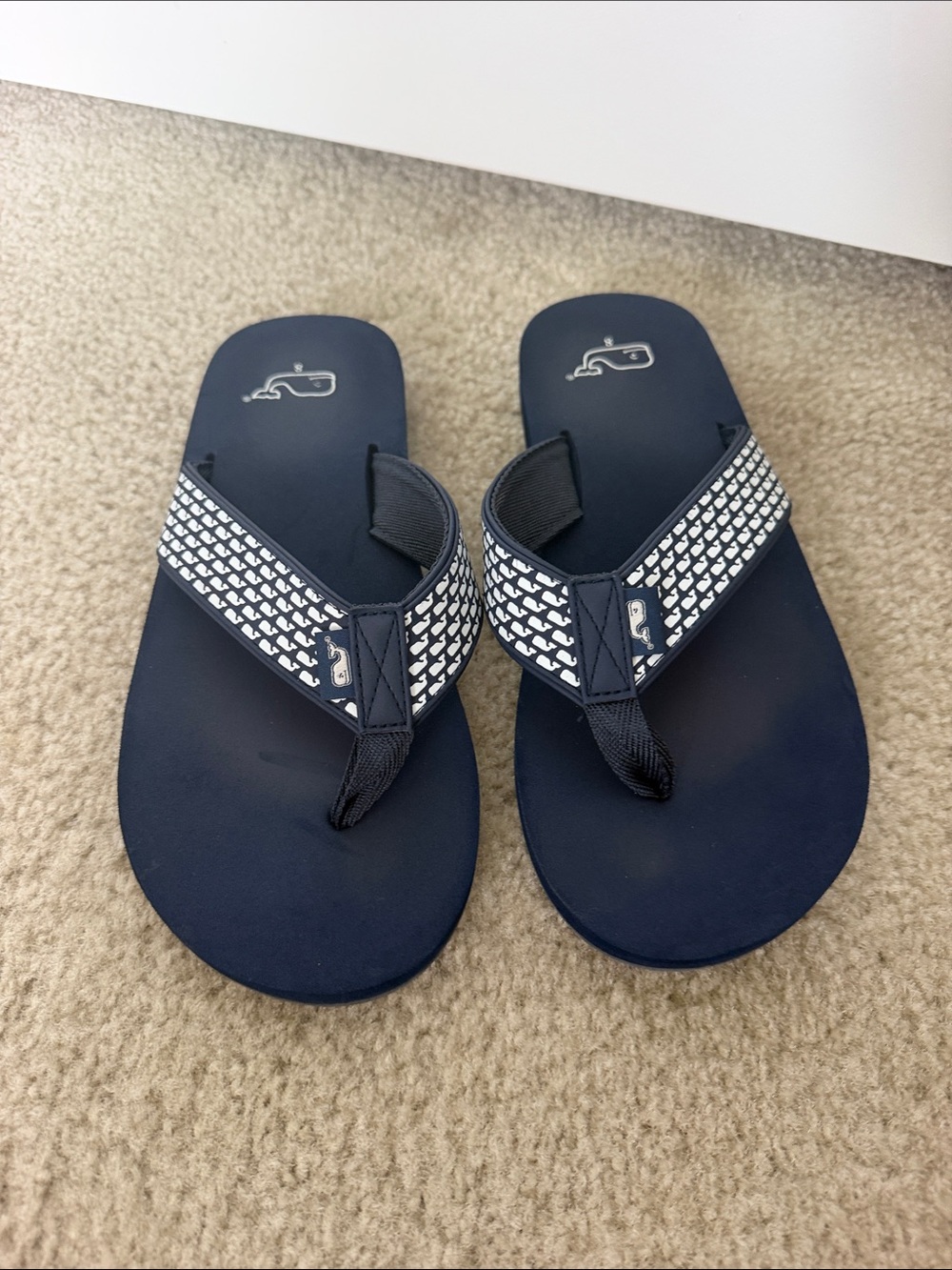 Vineyard Vines Navy Micro Whale Classic Foam Flip Flops